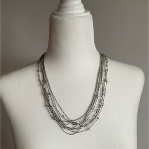 Ann Taylor silver beads multi strand necklace